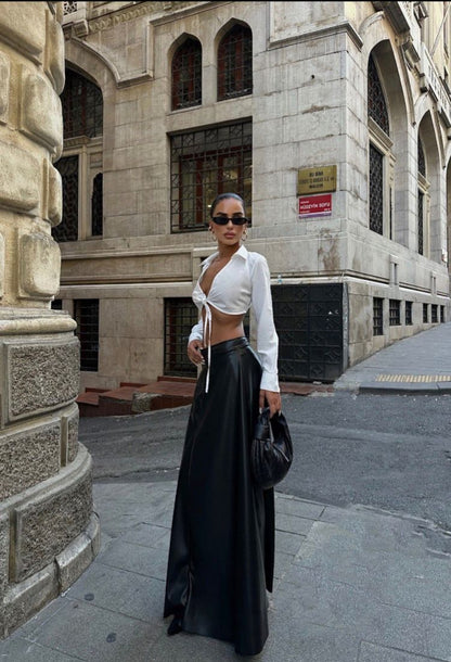 Victoria Eco Leather Maxi Skirt